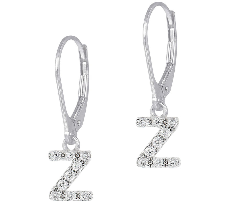 Diamonique Initial Dangle Lever Back Earrings, Sterling — View 53