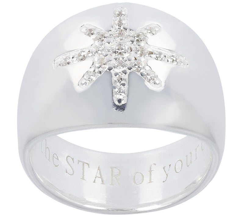 Linea by Louis Dell'Olio Pave Star Band Ring, Sterling Silver — Main view