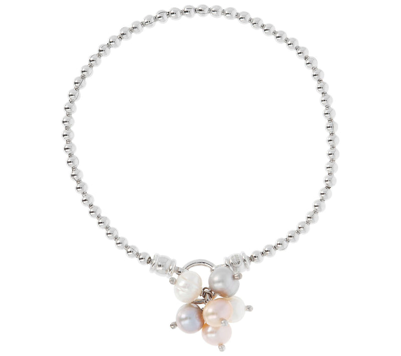 Honora Cultured Pearl Charm Stretch Bracelet, Sterling Silver — View 6