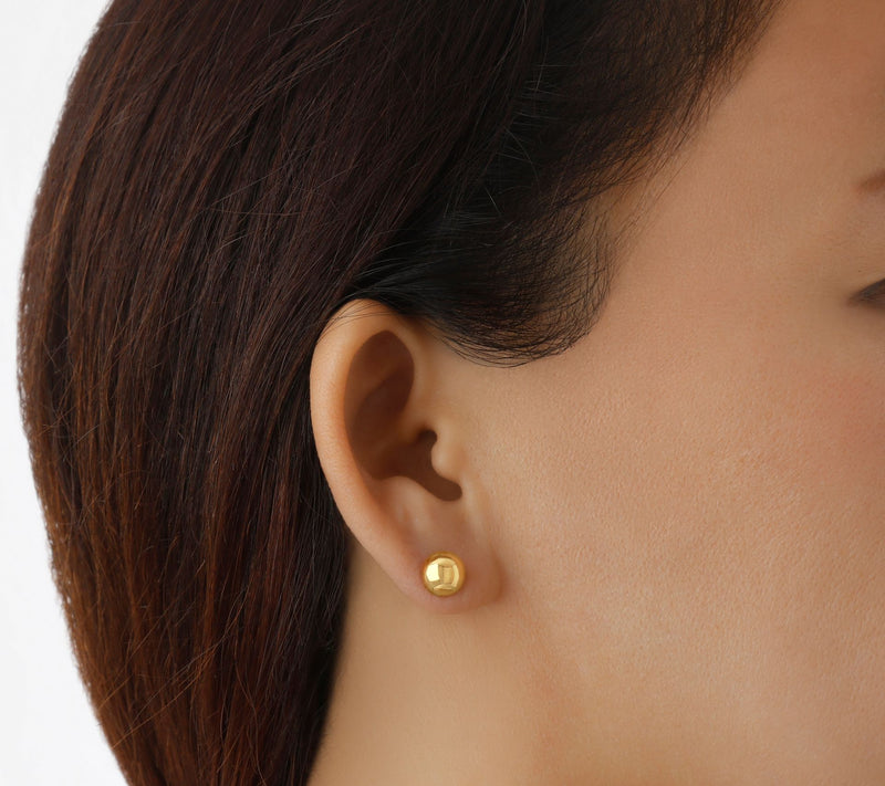 Italian Gold Polished Button Stud Earrings, 14K — View 7