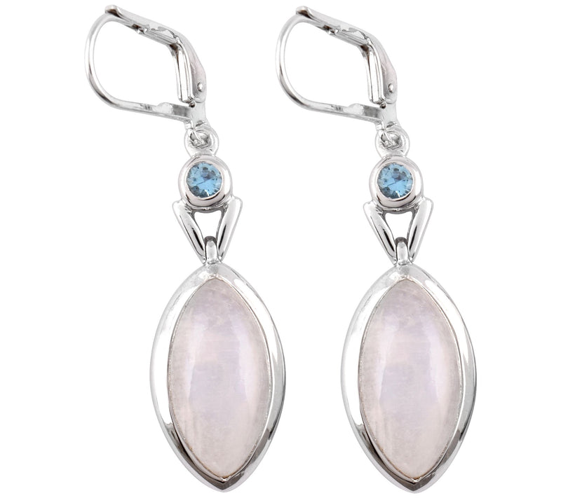 Sterling Moonstone & Quartz Gemstone Earrings — View 5