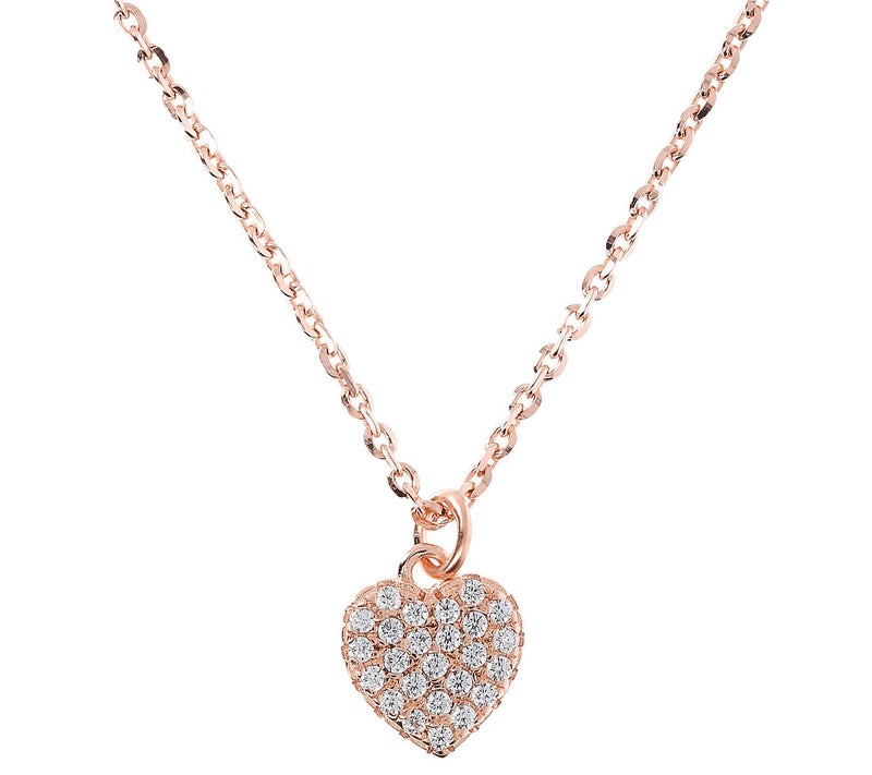Diamonique Petite Heart Pendant w/ Chain,Sterling Silver — View 5