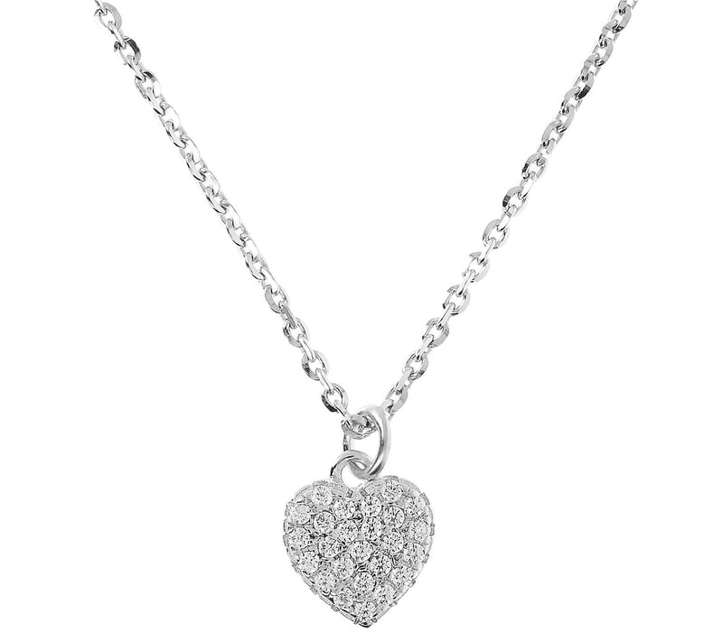 Diamonique Petite Heart Pendant w/ Chain,Sterling Silver — View 3