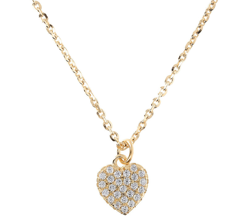 Diamonique Petite Heart Pendant w/ Chain,Sterling Silver — View 7