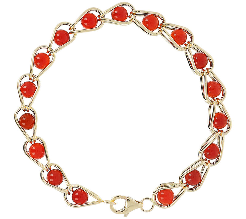 Italian Gold Caged Gemstone Bracelet, 14K Gold — View 5
