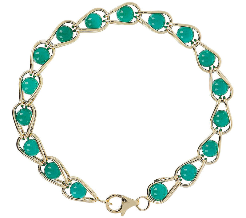 Italian Gold Caged Gemstone Bracelet, 14K Gold — View 7