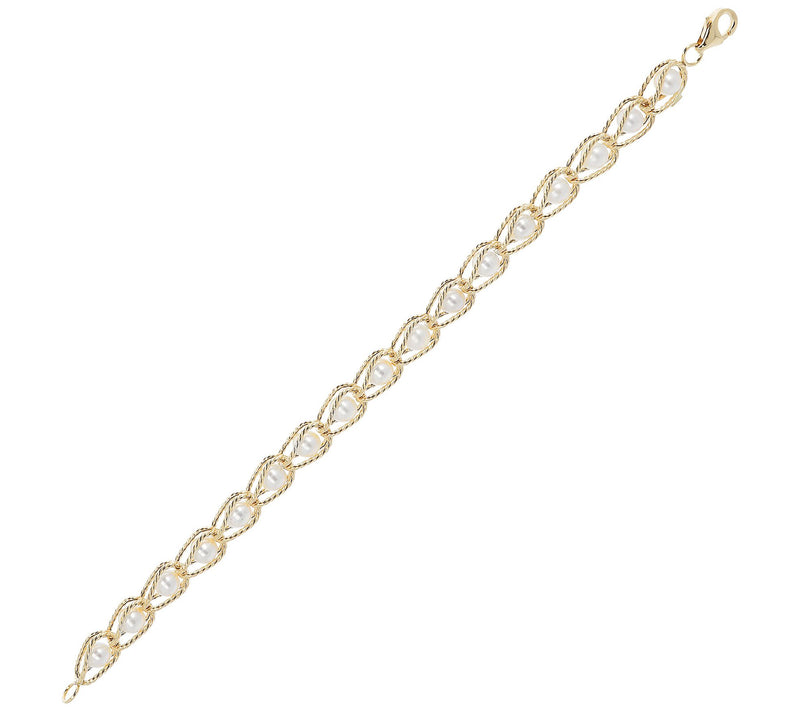Italian Gold Cultured Freshwater Pearl Bracelet, 14K Gold — View 4