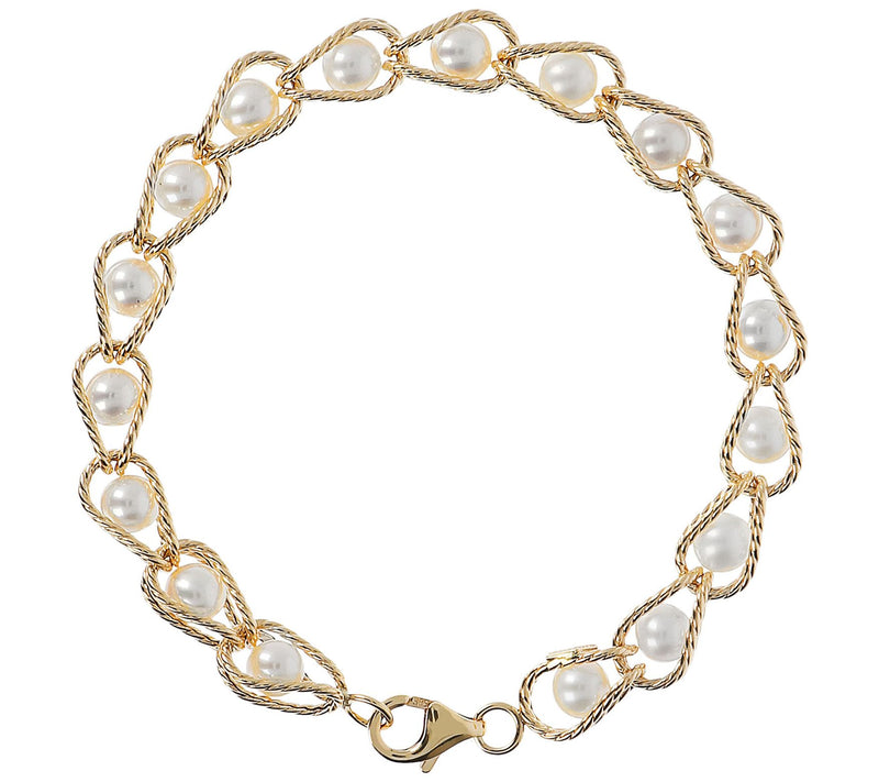 Italian Gold Cultured Freshwater Pearl Bracelet, 14K Gold — View 3