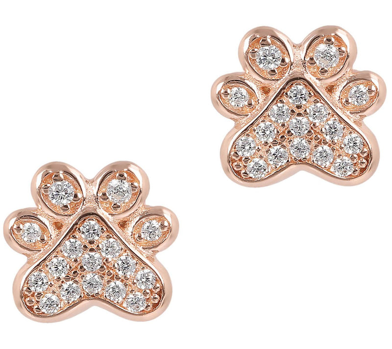 Diamonique 0.15 cttw Paw Print Stud Earrings, Sterling Silver — View 7
