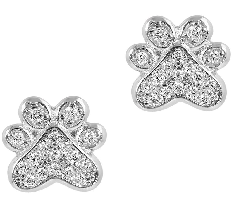 Diamonique 0.15 cttw Paw Print Stud Earrings, Sterling Silver — View 5