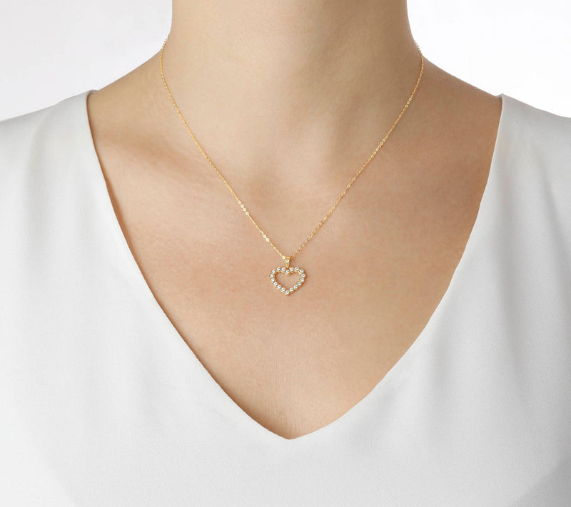 Diamonique 0.25 cttw Heart Pendant with Chain, 14K Gold — View 7