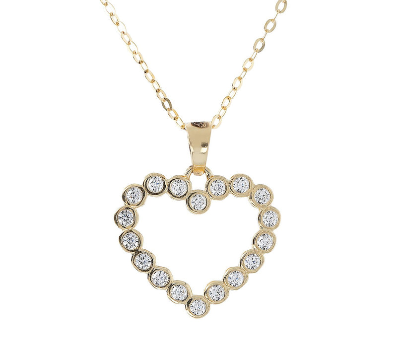 Diamonique 0.25 cttw Heart Pendant with Chain, 14K Gold — View 3