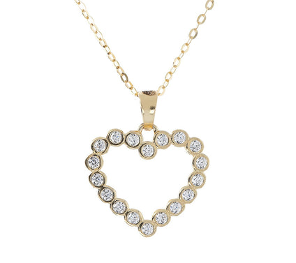 Diamonique 0.25 cttw Heart Pendant with Chain, 14K Gold