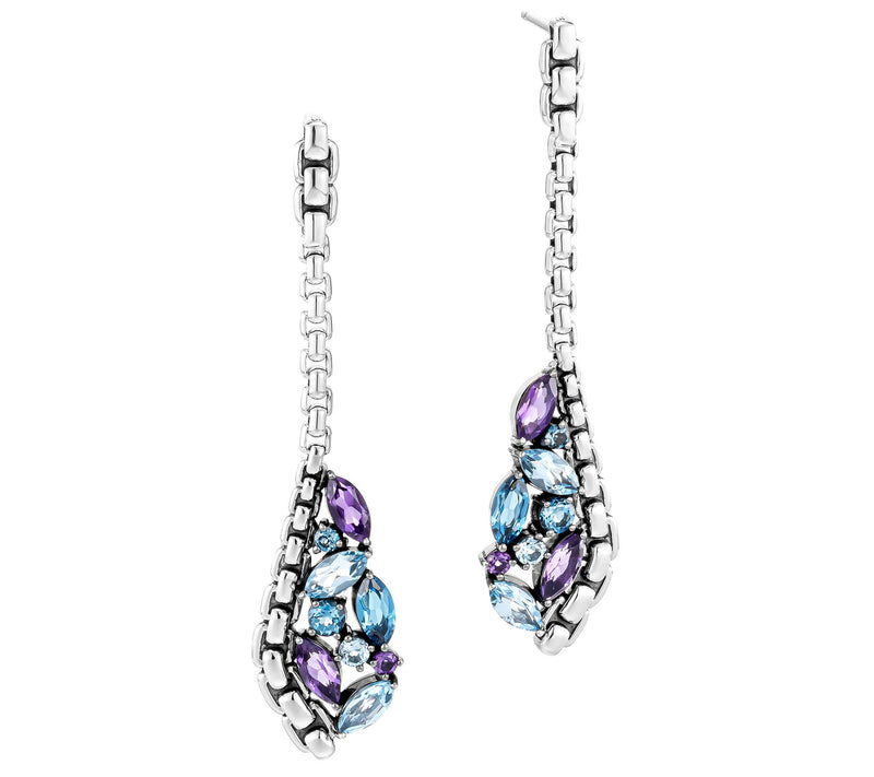 JAI Sterling Silver Multi-Gemstone Box Chain Drop Earrings — View 4