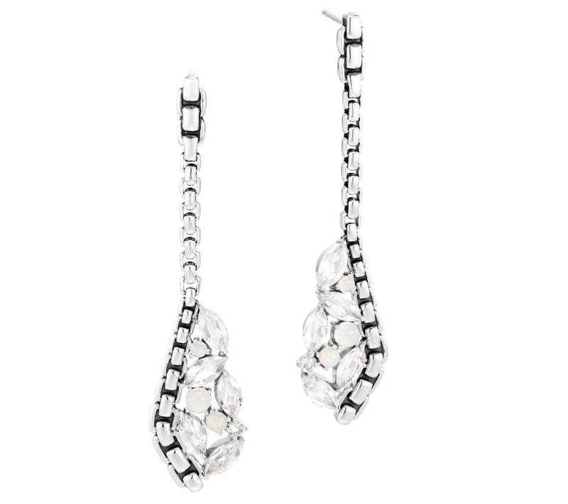 JAI Sterling Silver Multi-Gemstone Box Chain Drop Earrings — View 7