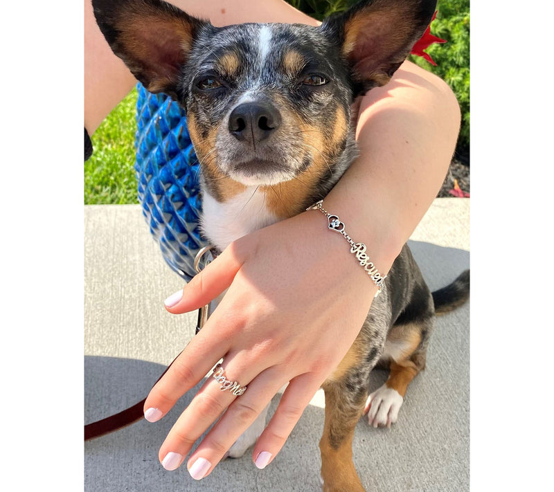 JAI Sterling Silver Dog Mom Script Ring — View 5
