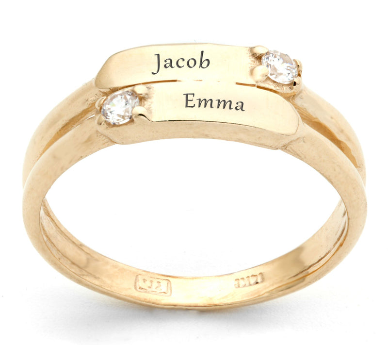 Adi Paz 14K Gold Personalized Double Stack Ring — Main view