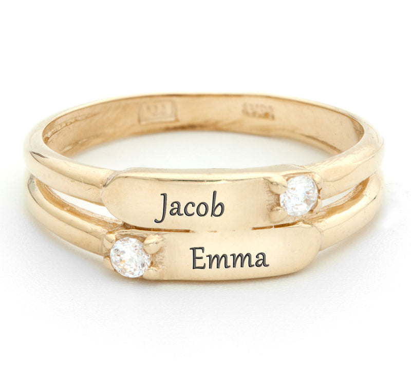 Adi Paz 14K Gold Personalized Double Stack Ring — View 2