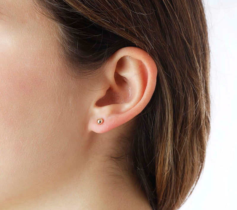 Italian Gold 4MM Ball Stud Earrings, 10K — View 7