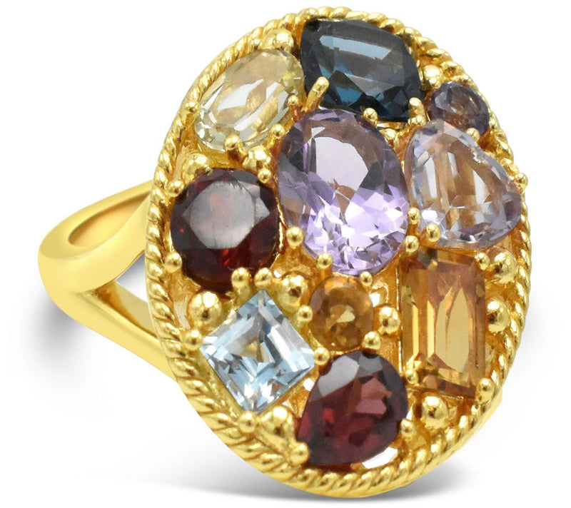 Elyse Ryan 14K Gold Clad 5.30 cttw Gemstone Cocktail Ring — Main view