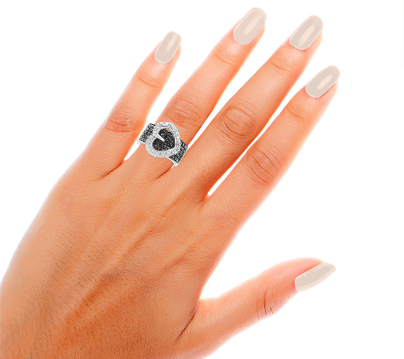 Affinity 0.25 cttw Heart-Shaped Diamond Ring, Sterling Silve — View 3