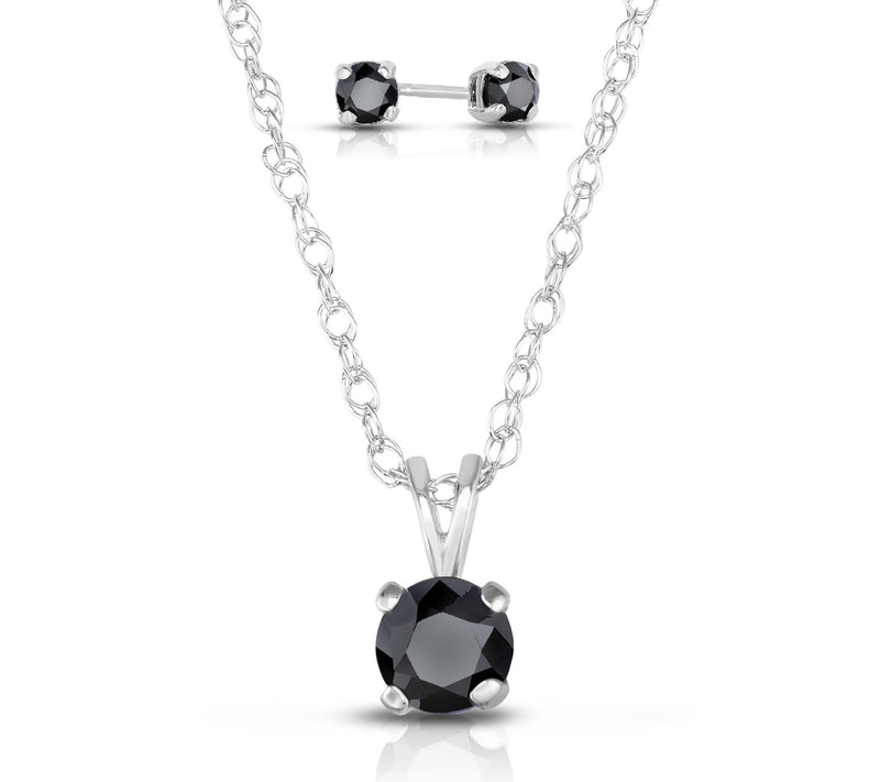 Affinity Black Diamond Necklace and Earrings Set, Sterling — Main view