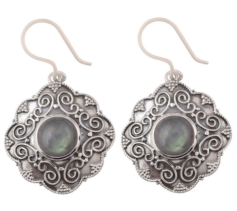 Artisan Crafted Sterling Silver Labradorite Dangle Earrings — Main view