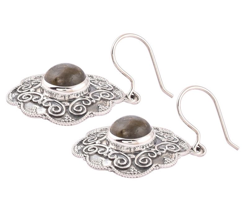 Artisan Crafted Sterling Silver Labradorite Dangle Earrings — View 3