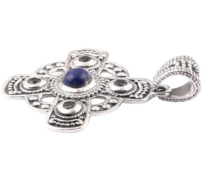 Artisan Crafted Sterling Silver Multi-GemstonePendant — View 2