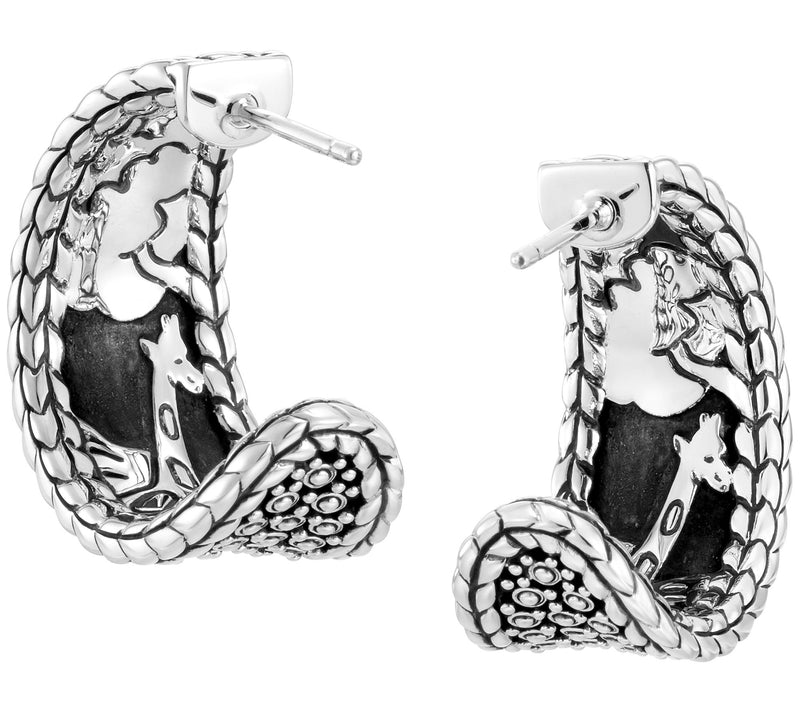 JAI Sterling Silver Kalahari Texture Hoop Earrings — View 2