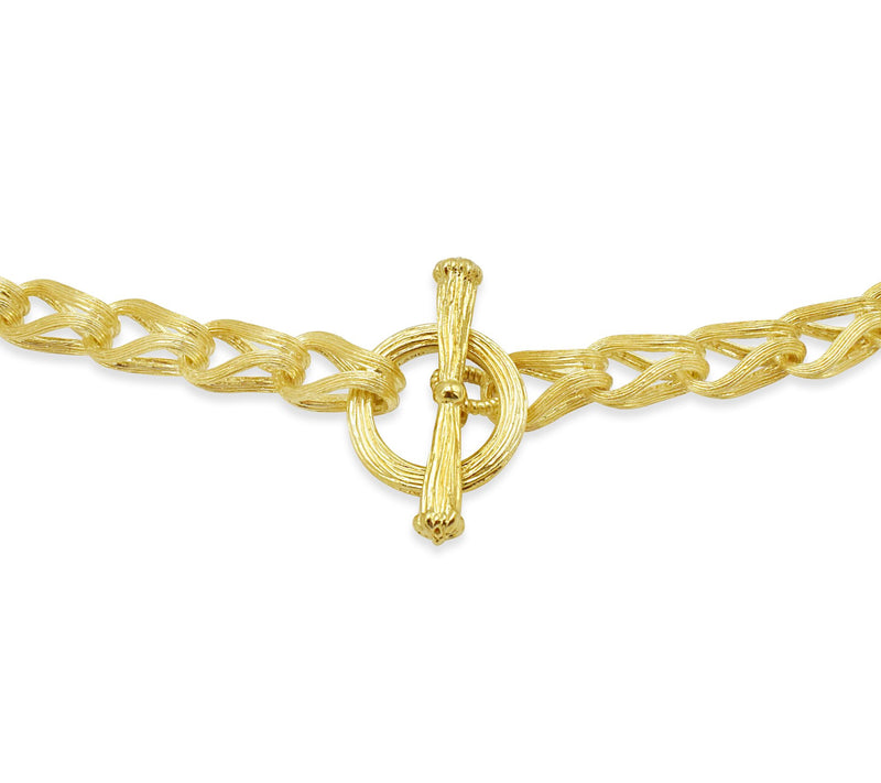 Ariva 14K Gold Clad Sterling Textured Link Toggle Necklace — View 3