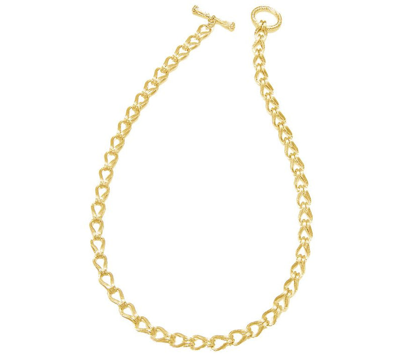 Ariva 14K Gold Clad Sterling Textured Link Toggle Necklace — View 2