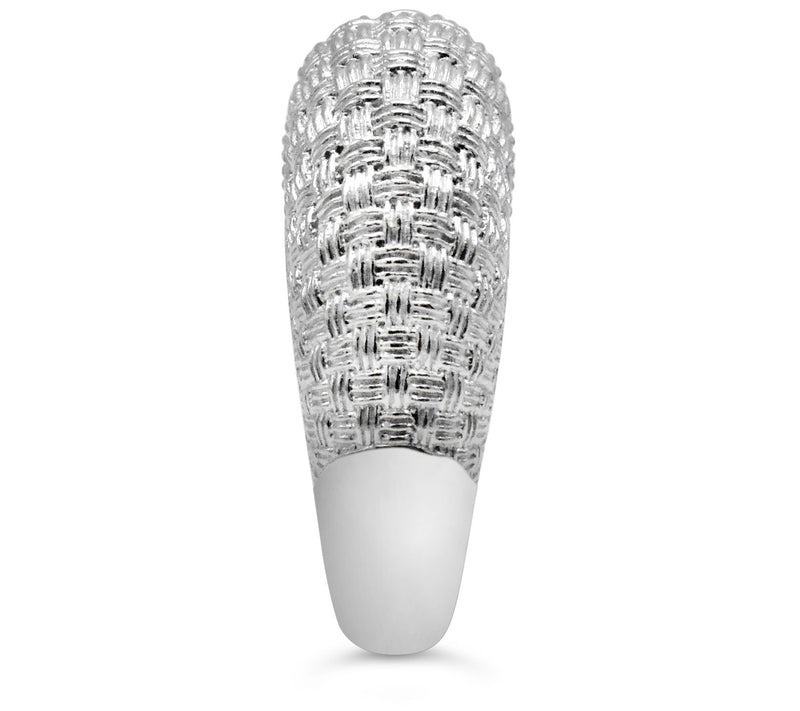 Ariva Sterling Silver Basketweave Textured Domeome Ring — View 2