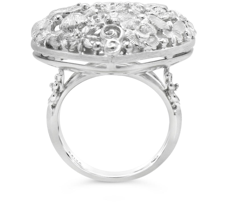 Ariva Sterling Silver Floral Heart Ring — View 2