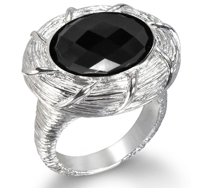Ariva Sterling Onyx & Rock Crystal Doublet Cocktail Ring — Main view