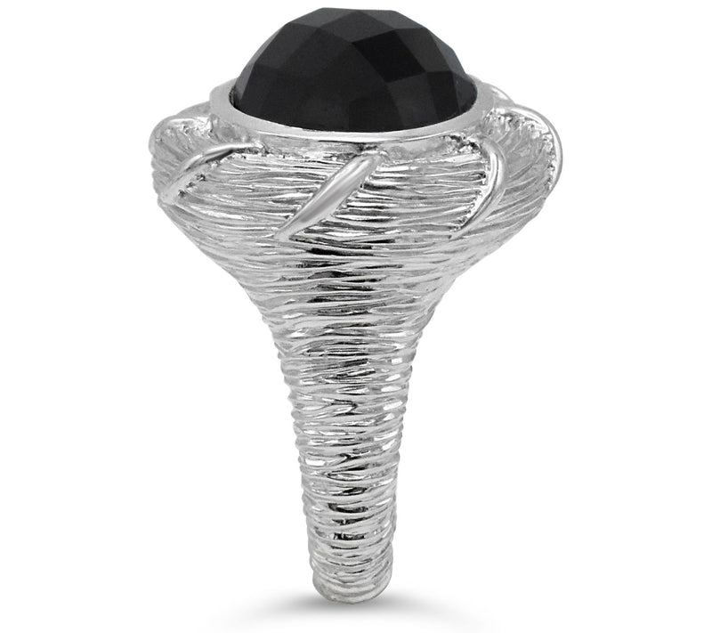 Ariva Sterling Onyx & Rock Crystal Doublet Cocktail Ring — View 3