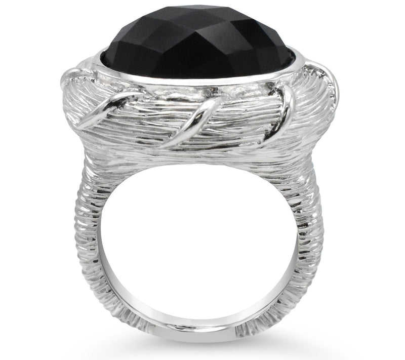 Ariva Sterling Onyx & Rock Crystal Doublet Cocktail Ring — View 2
