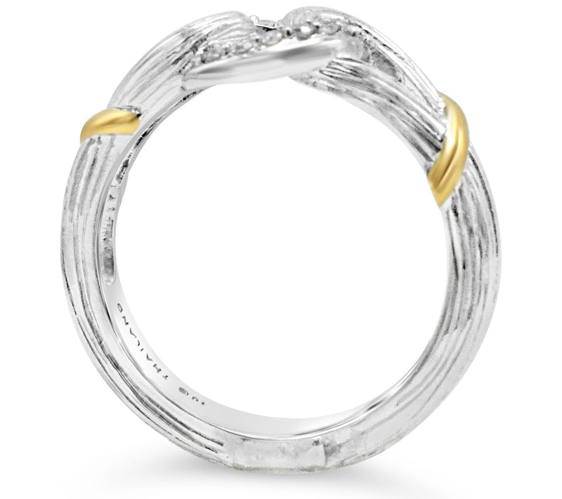 Ariva Sterling Silver & 18K Gold Pave Diamond-Accent Ring — View 3