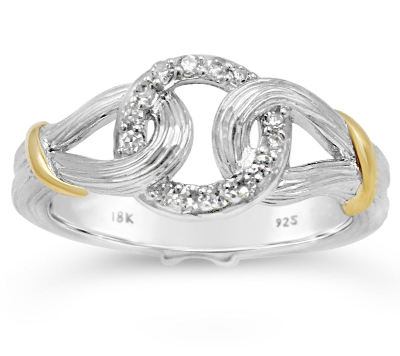 Ariva Sterling Silver & 18K Gold Pave Diamond-Accent Ring — Main view