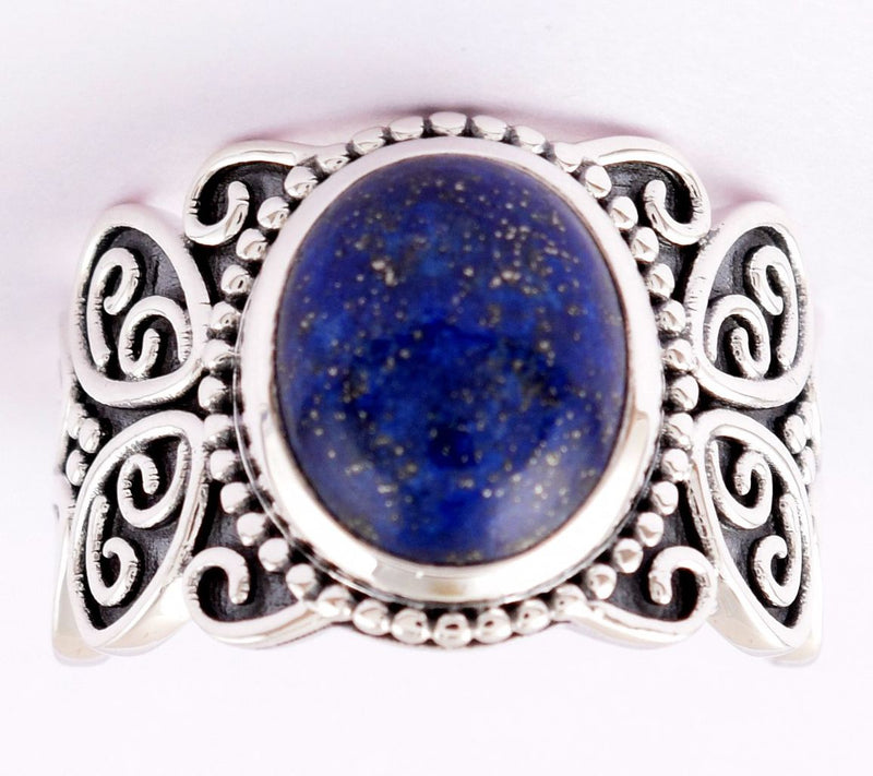 Artisan Crafted Sterling Silver Lapis Lazuli Ring — View 3