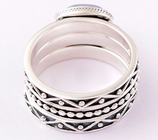 Artisan Crafted Sterling Milky Aquamarine Stackable Ring Set — View 2