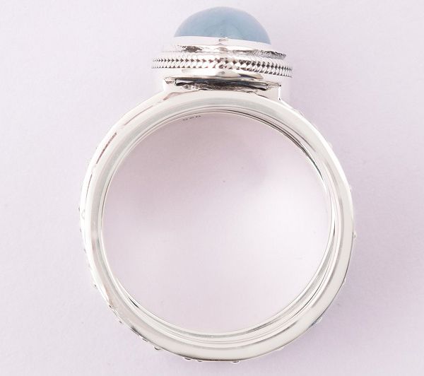 Artisan Crafted Sterling Milky Aquamarine Stackable Ring Set — View 5