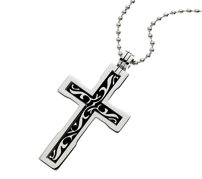 James Michael Stainless Steel Cross Pendant w/ Ball Chain — Main view