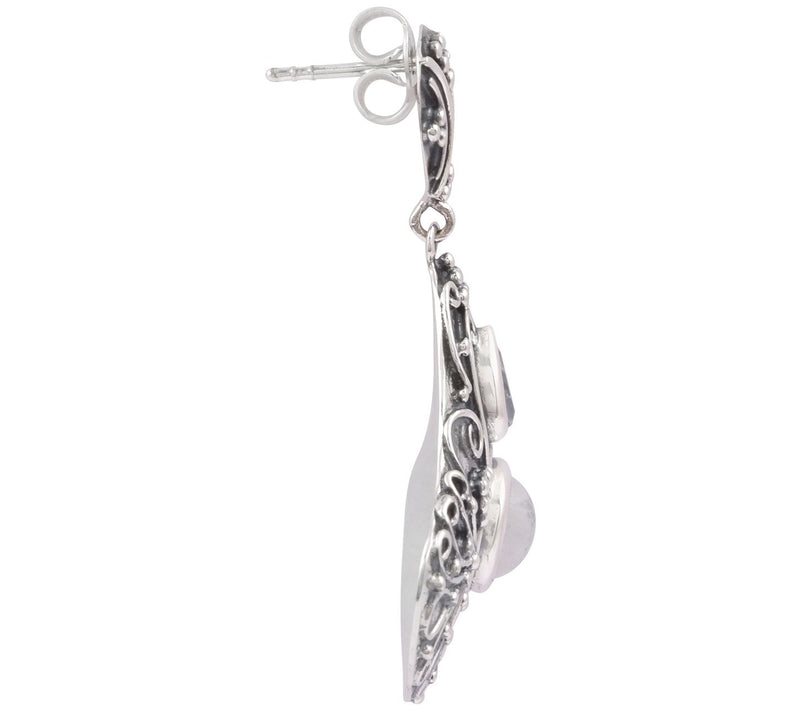 Artisan Crafted Sterling Silver Rainbow Moonstone Earrings — View 2
