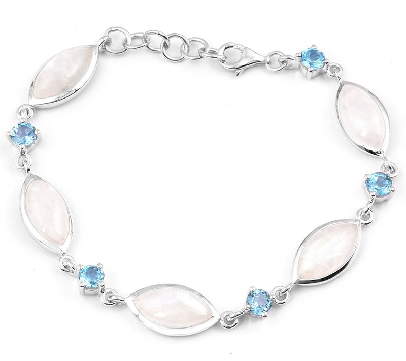 Sterling 22.85 cttw Moonstone & Swiss Blue Topaz Bracelet — Main view