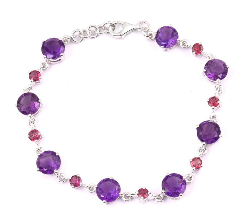 Sterling Silver 11.75 cttw Amethyst & RhodoliteBracelet — Main view