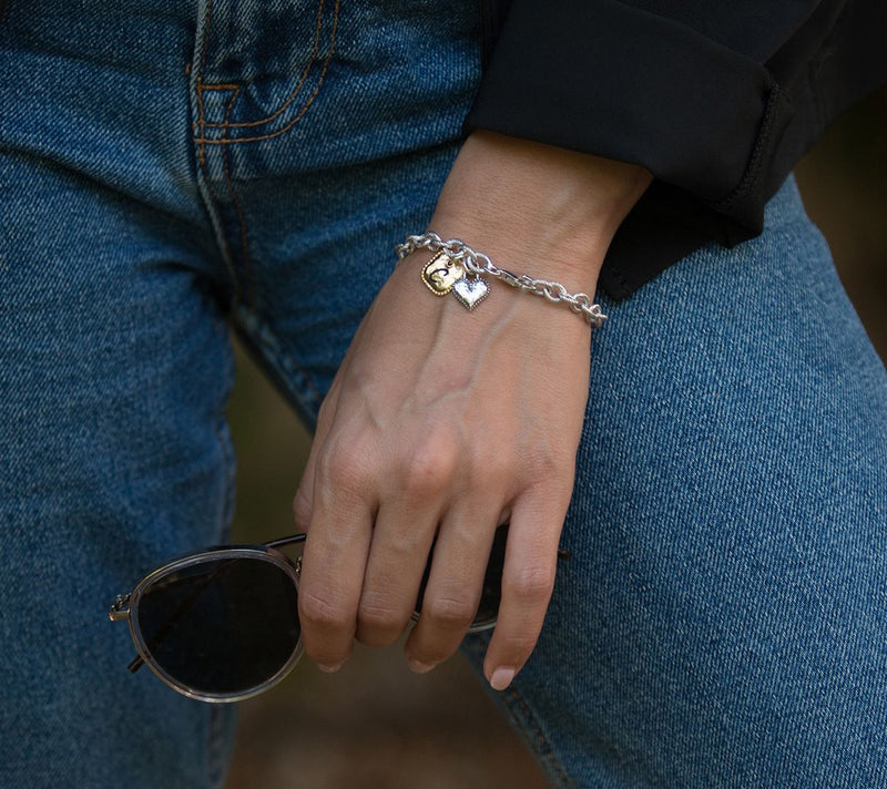 Or Paz Sterling Personalized Heart Charm Bracelet — View 55