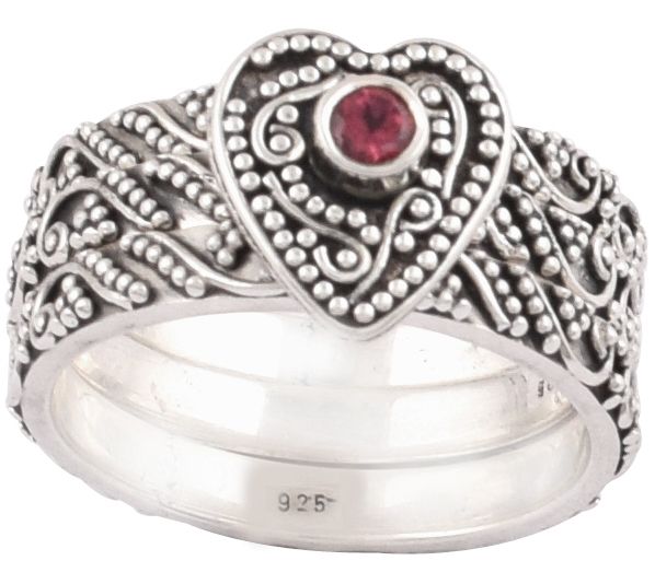 Artisan Crafted Sterling Silver Rhodolite Stacking Ring Set — View 2