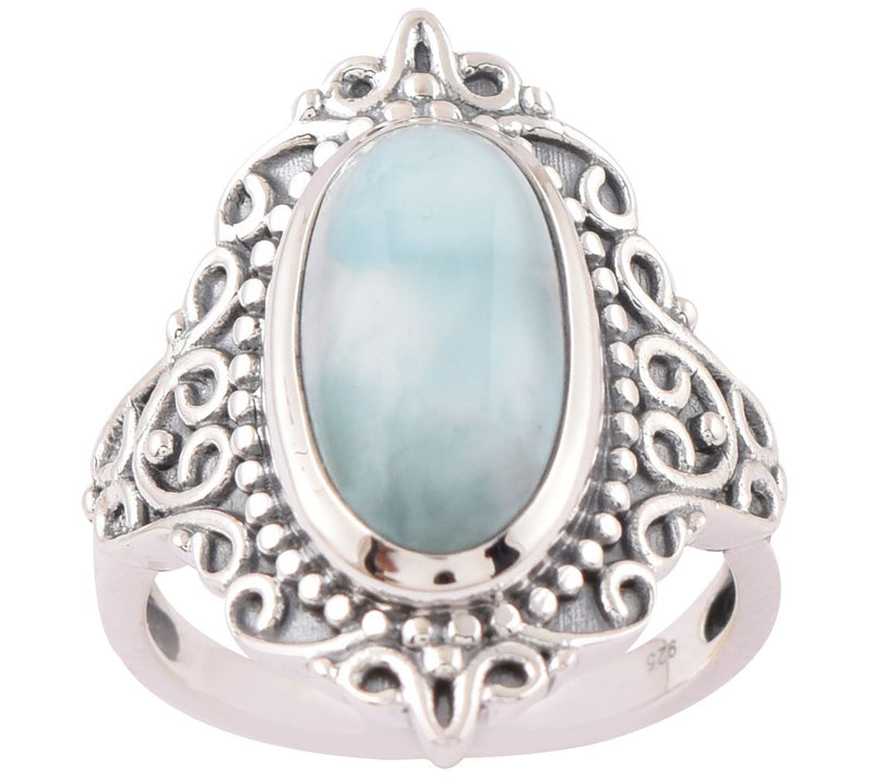 Artisan Crafted Sterling Silver Larimar Ring — Main view