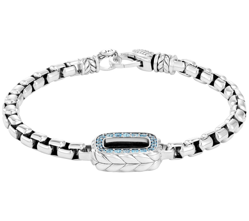 JAI Sterling Box Chain Bracelet w/ Reversible Gemstone Link — Main view